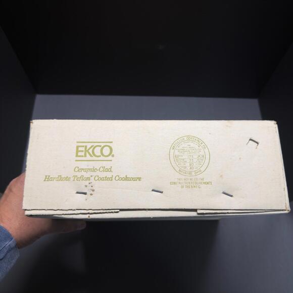 Vtg EKCO Ceramic-Clad/Hardkote Teflon Coated 5 QT. Covered Dutch Oven Avocado - Picture 7 of 9